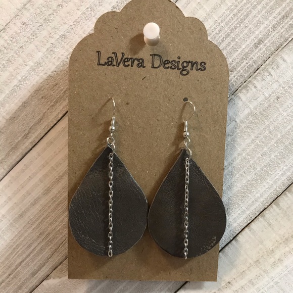Genuine Leather Earrings - Picture 2 of 3